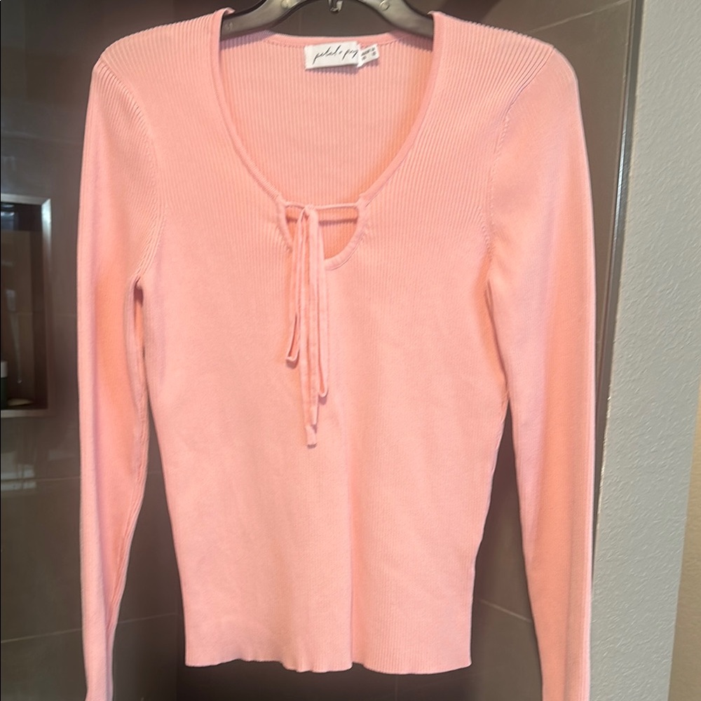 Petal and pup ribbed long sleeve in pink